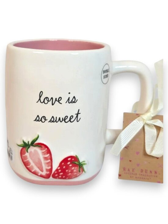 Rae Dunn Other - Rae Dunn Love Is So Sweet Strawberry Double Sided Mug